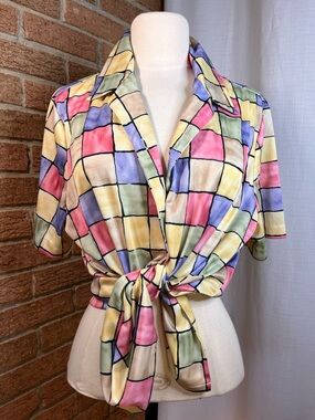 BLAIR vintage Multicolor windowpane design top - large